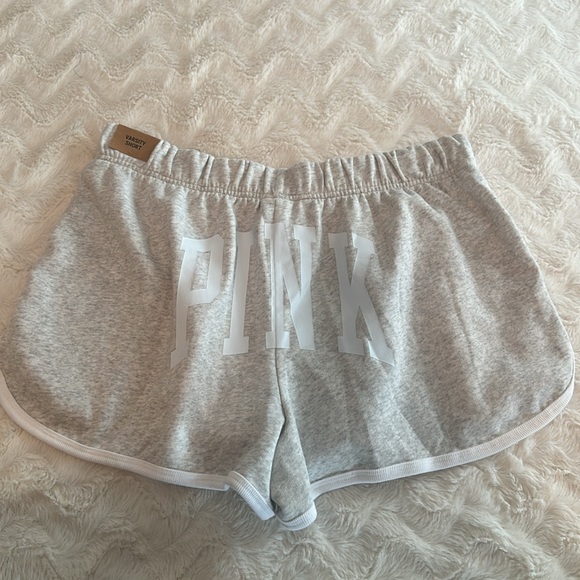 VICTORIA SECRET PINK Curved Hem Varsity SWEAT SHORTS -Size XL - Picture 6 of 11